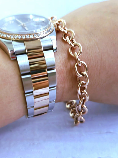New 9ct Rose Gold Round Link Chain BRACELET Cable Link Fashion Bracelet