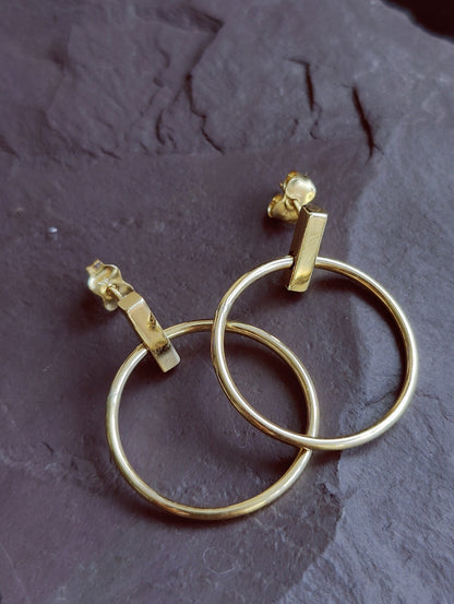 NEW 9ct Solid Yellow Gold Drop Earrings Circle Studs Butterfly Hoop Geometric 
