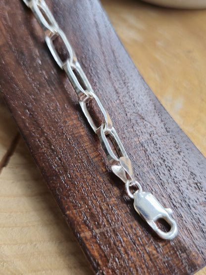 925 Sterling Silver Chunky Paper Clip Chain Bracelet 7mm 18g 8inch