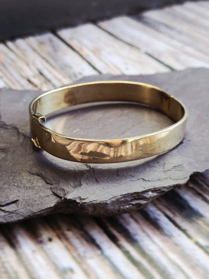 9ct Yellow Gold Chunky Flat Square Plain Bangle Stacking BRACELET 10mm Wide