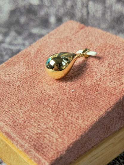 New 9k Yellow Gold Pendant Bottega Fashion Popped Teardrop with Loop Pear Shape