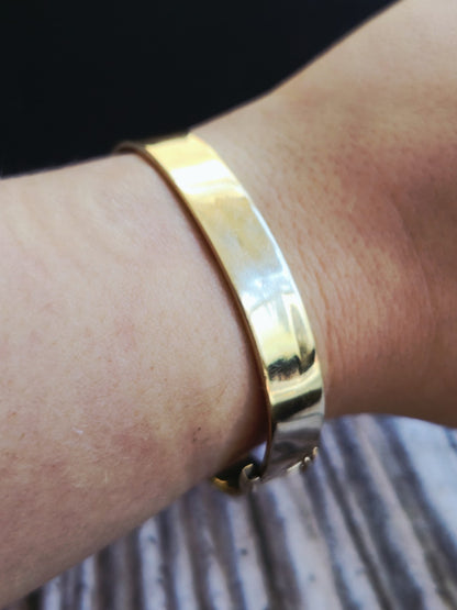 9ct Yellow Gold Chunky Flat Square Plain Bangle Stacking BRACELET 10mm Wide