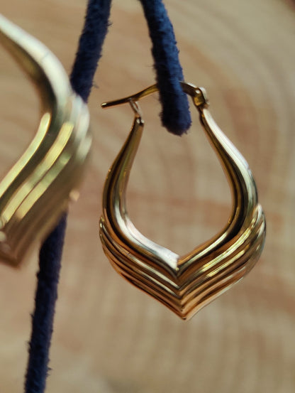 9ct Drop Earrings Yellow Gold Huggies Hallmarked Vintage Style New Condition 
