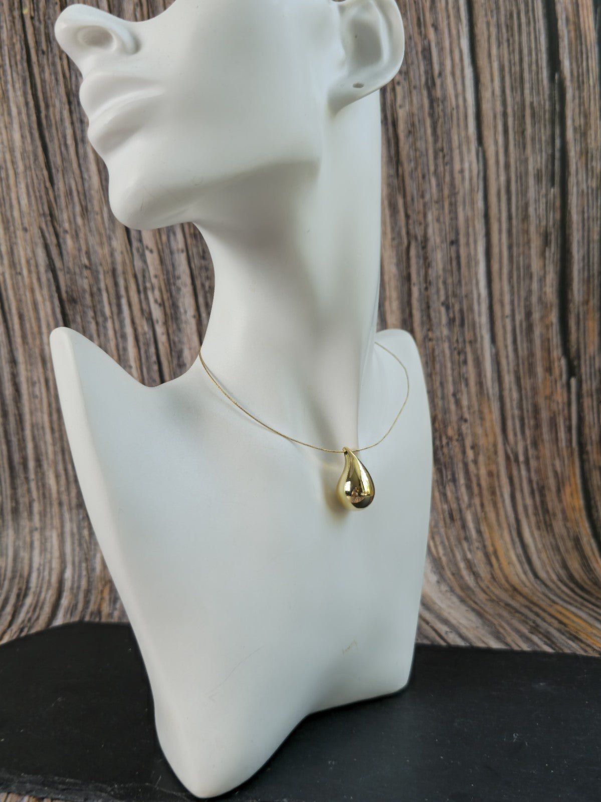 New 9k Yellow Gold Pendant Bottega Fashion Popped Teardrop with Hole Pear Shape