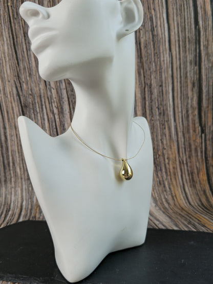 New 9k Yellow Gold Pendant Bottega Fashion Popped Teardrop with Hole Pear Shape