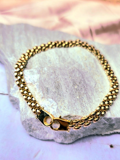 New 9ct Rose Gold Brick Link Bracelet Panthere Style Unisex 5mm Wide 7.5'' Long