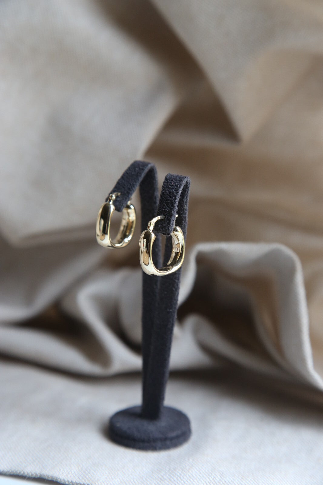 Cute New 9ct Yellow Gold Hoop Square Thick Hoops Earrings Flat 20mm long 375