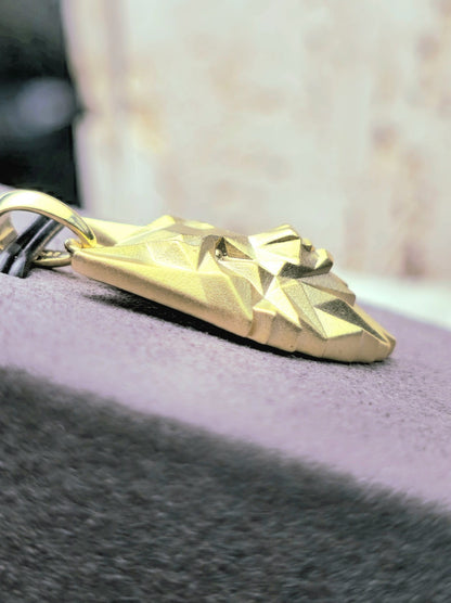 New Sterling Silver (925) Gold Plated Wolf Head Pendant 3D Geometrical Shape