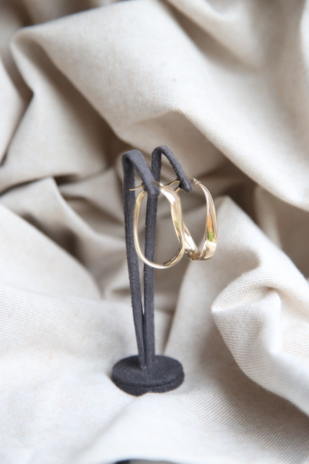 Solid 9ct Yellow Gold Twist Drop Earrings Wide Flat Chunky 34mm Hallmarked 375