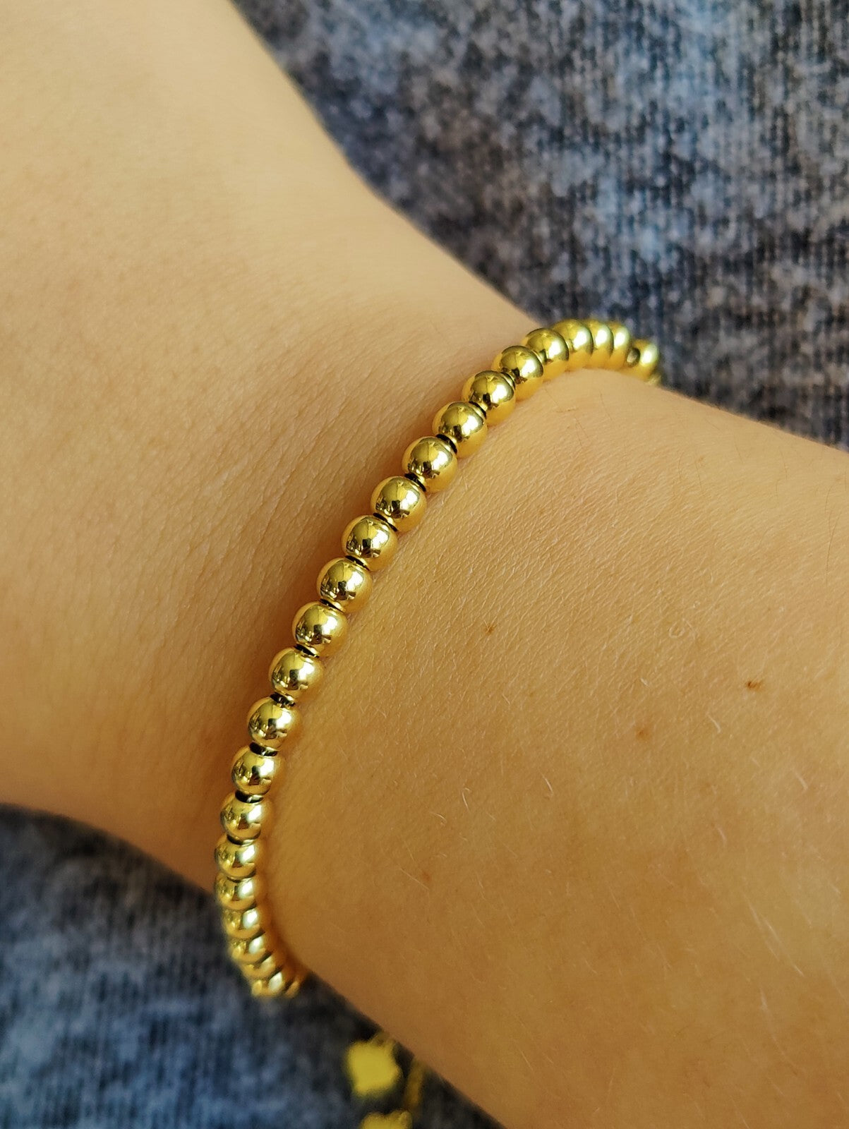 New Solid 9ct Yellow Gold Bracelet Ball Beaded Expandable Balls 4mm 4.9g