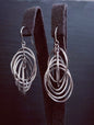 NEW 9ct Sold White Gold Drop Dangling Earrings Fancy Twisted Circles