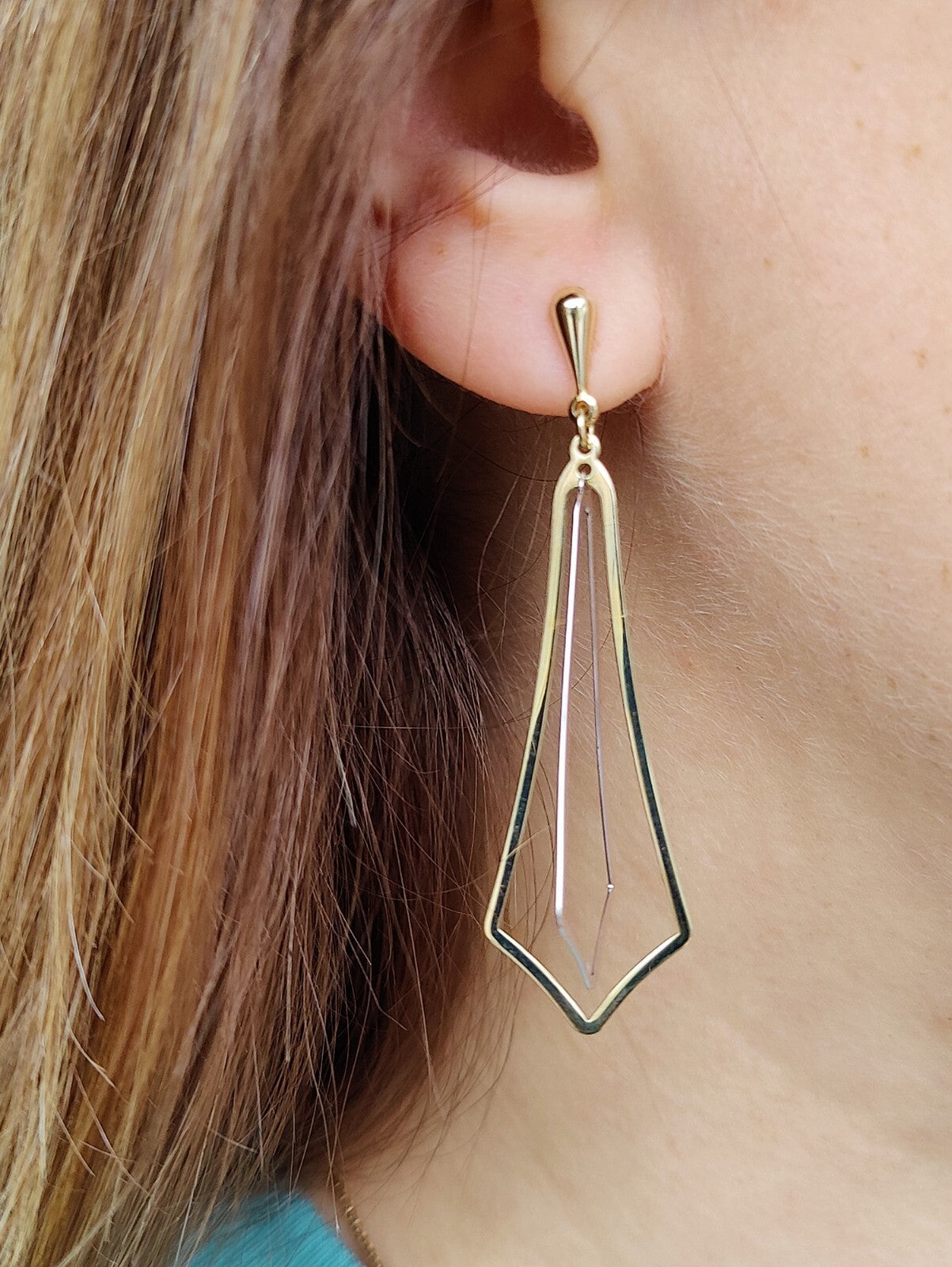 New 9ct Yellow Gold Drop Dangly Stud Earrings Decorative Long Hallmarked 