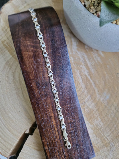 New Solid 9ct Yellow/White Gold Fancy BRACELET 7.5inch Hallmarked X design