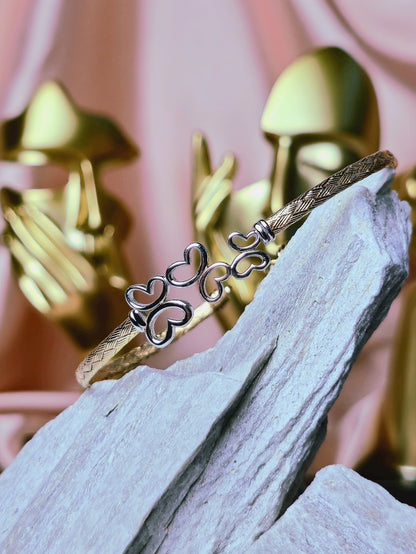 New Solid 9ct Yellow/White Gold Butterfly Bracelet 3 Butterflies Bangle Hallmark