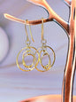 New Solid 9ct Yellow Gold Multi Circle Moving Dangling 3D Drop Earrings Hook