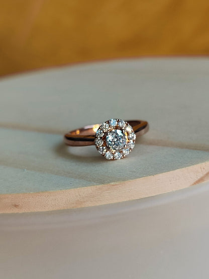 Certified 18ct Rose Gold 0.5ct Diamond Cluster Engagement Ring Flower Size J