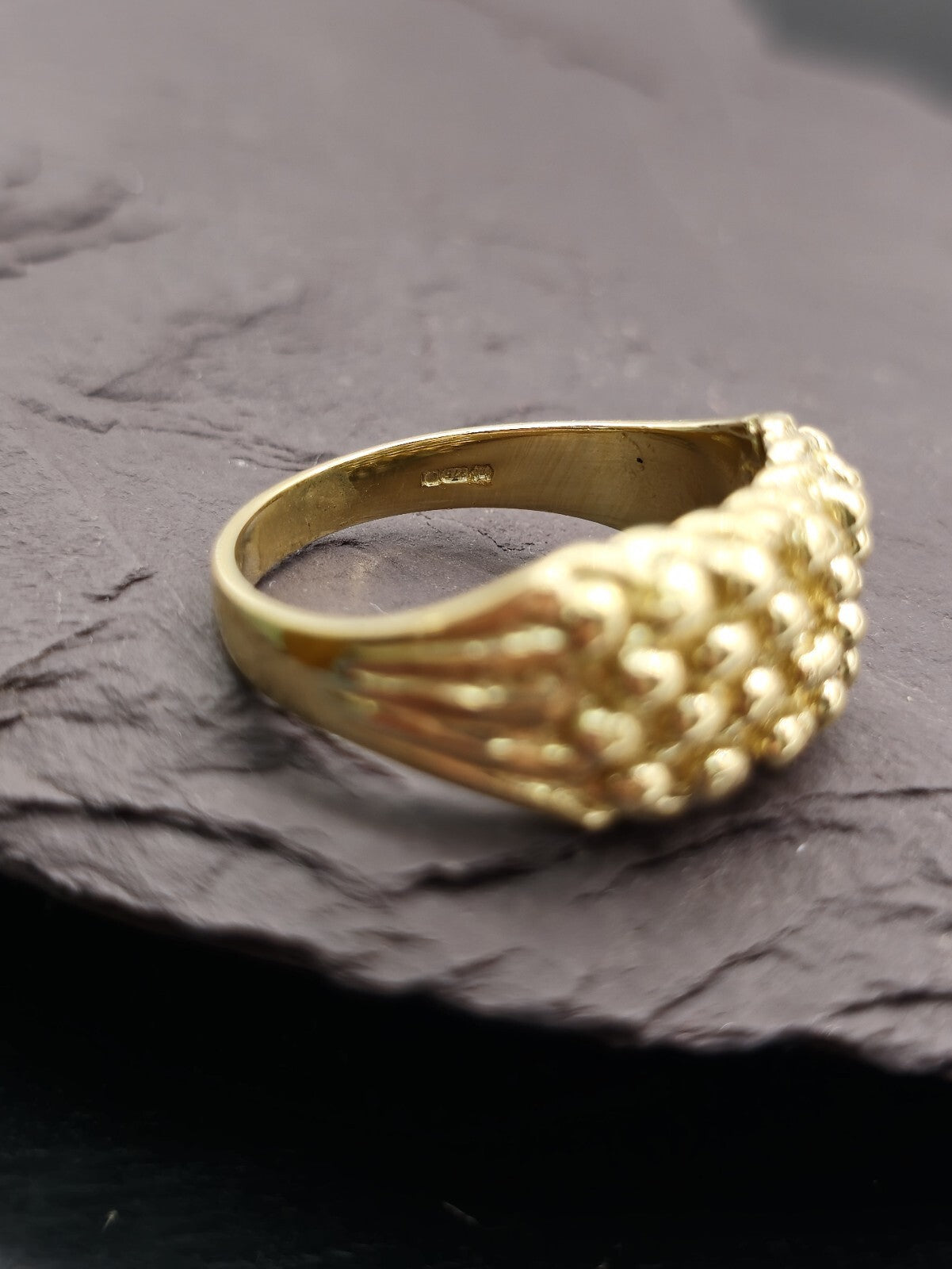 New Solid 9ct Yellow Gold Men's Signet Keeper Ring size: S+ Hallmarked Four Row