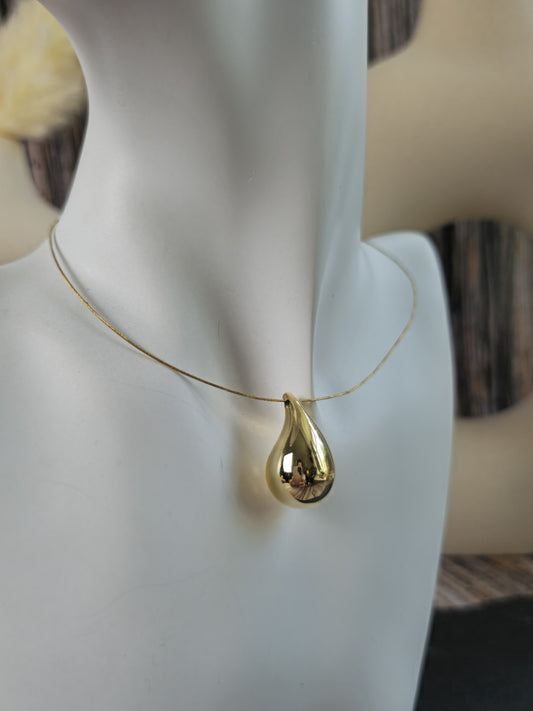 New 9k Yellow Gold Pendant Bottega Fashion Popped Teardrop with Hole Pear Shape