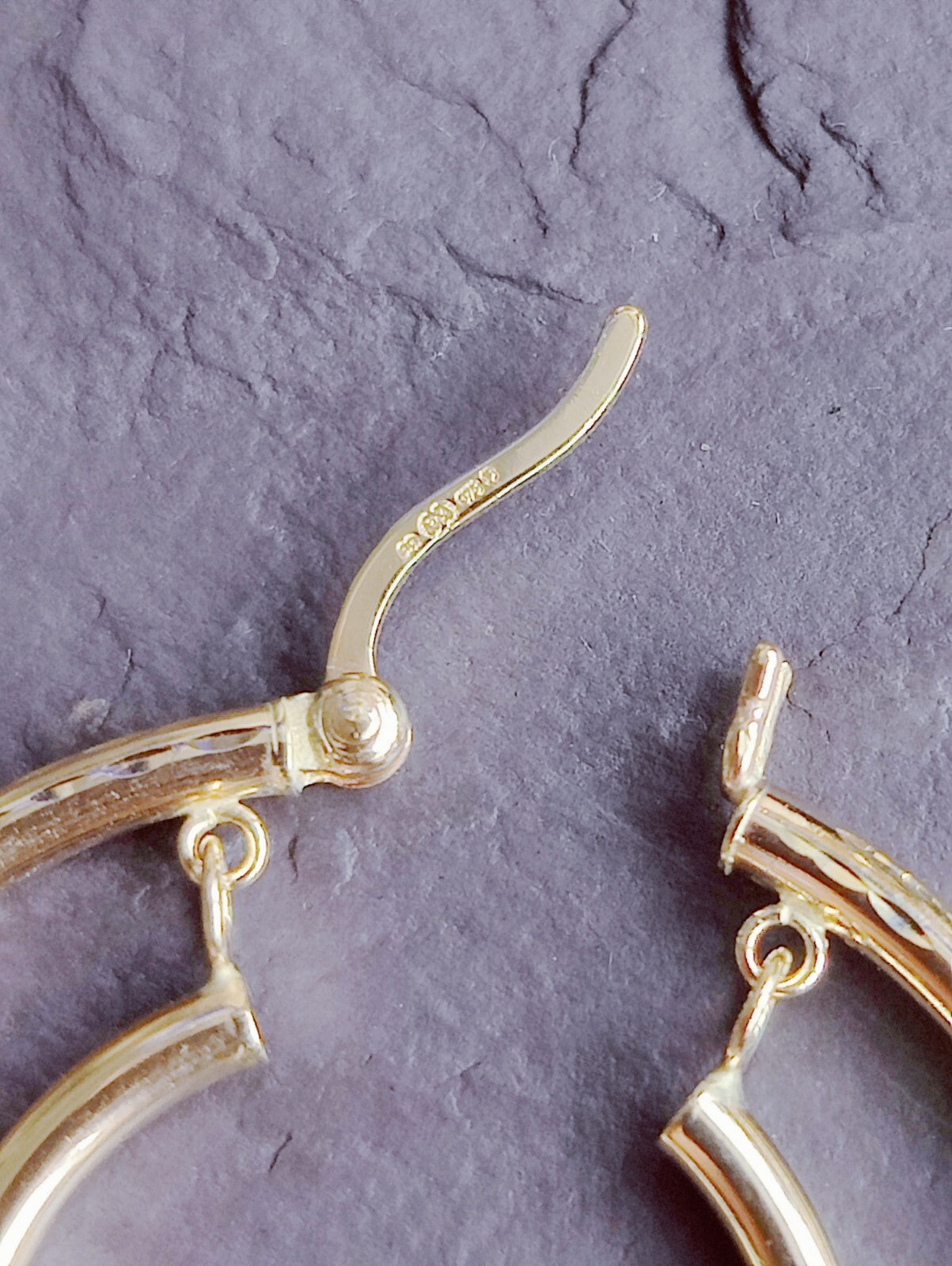 9ct Solid Yellow Gold Double Hoop Earrings Two Circles Hoops 34mm Hallmarked 