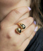 (585) 14ct Yellow Gold Ring Size R Drop Ring Bottega Style Fashion Hollow Dress
