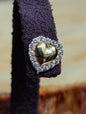 Solid 9ct Yellow Gold Stud Earrings Heart Shape Halo CZ Butterfly Fitting