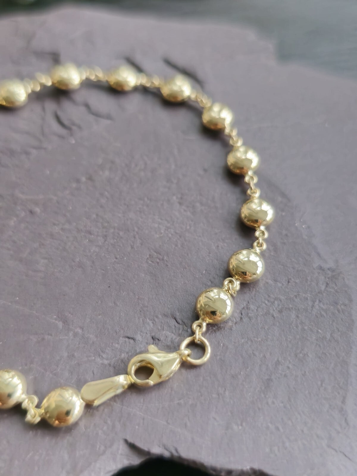 New Solid 9ct Yellow Circles Flat Beads Gold Chain BRACELET 7.5inch Hallmarked