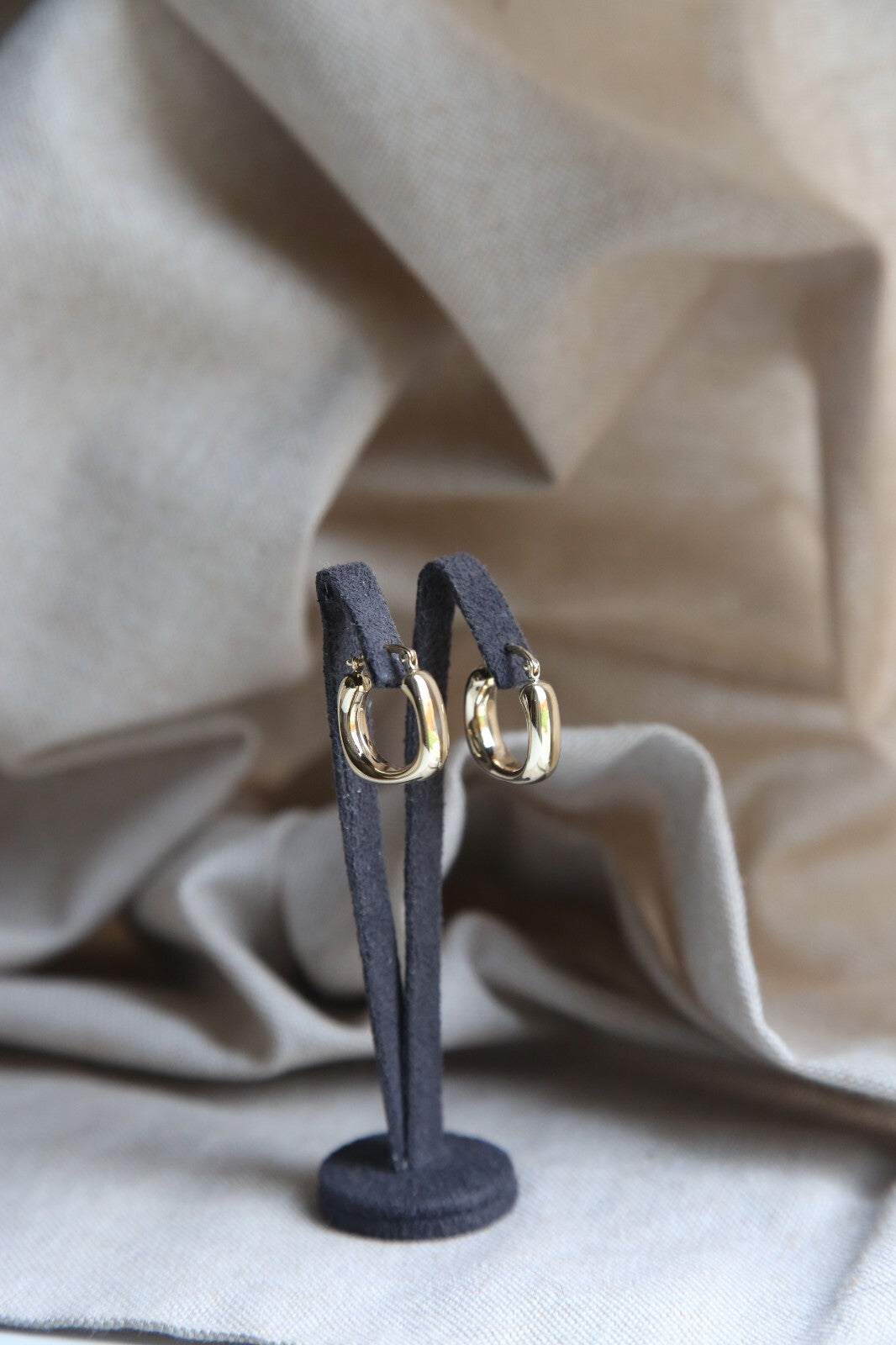 Cute New 9ct Yellow Gold Hoop Square Thick Hoops Earrings Flat 20mm long 375