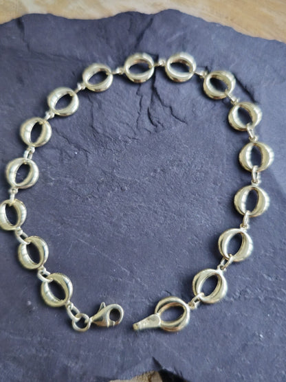 New Solid 9ct Yellow Circles Gold Chain BRACELET 7.5inch Hallmarked Lovely