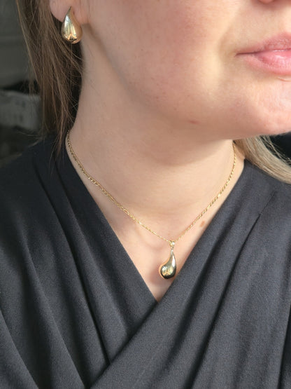 New 9k Yellow Gold Pendant Bottega Fashion Popped Teardrop with Loop Pear Shape
