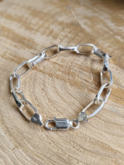 925 Sterling Silver Chunky Paper Clip Chain Bracelet 7mm 18g 8inch