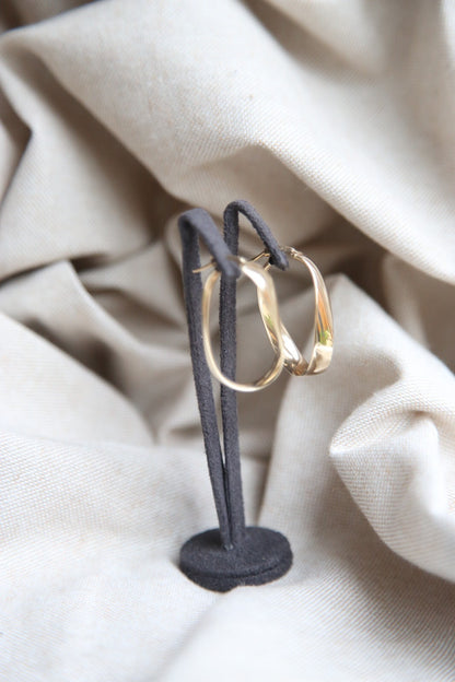 Solid 9ct Yellow Gold Twist Drop Earrings Wide Flat Chunky 34mm Hallmarked 375