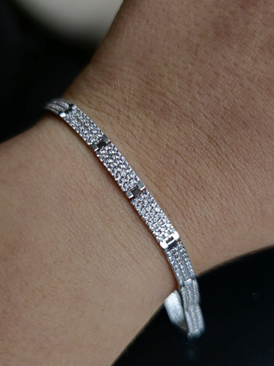 New Iced/Loaded Solid 9ct White Gold BRACELET 7.5inch C/Z Pave Hallmarked