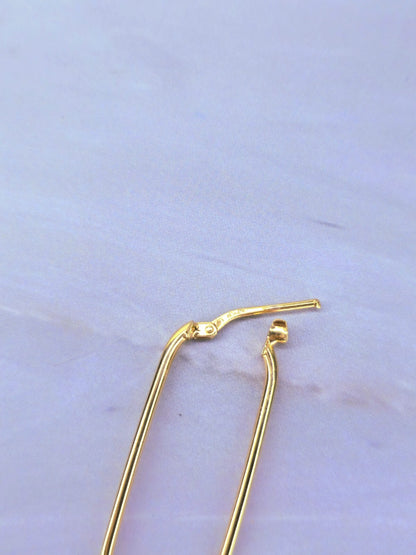 Lovely New 9ct Yellow Gold Hoop Earrings Hoops Rectangle Shape 35mm Hinge