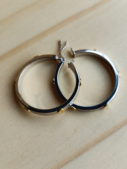 NEW Gold Screw Hoop Earrings 3.8grams 9ct White Gold 30mm Hallmarked New 