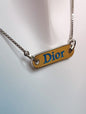 Dior Necklace Blue Logo Silver Tag Monogram Discontinued Rare Vintage 