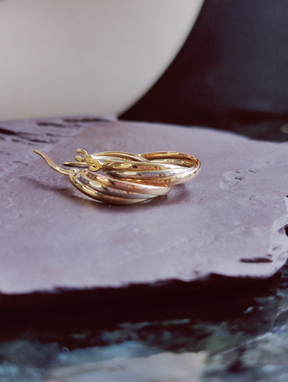 9ct Solid Multicolour Gold Hoop Earrings Gold. Hoops 17mm Small Gold Hoops