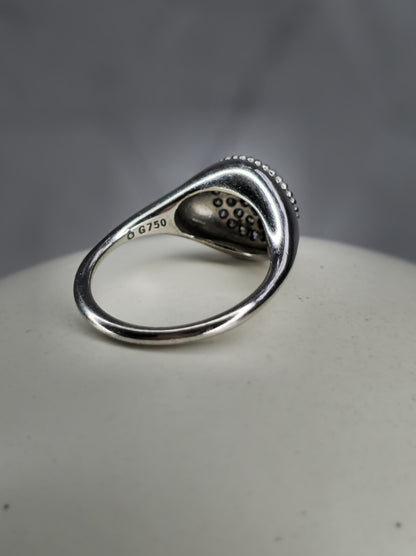 LOVELY Pandora LovePods Pavé Diamond & 18K Yellow Gold Ring size N 6grams