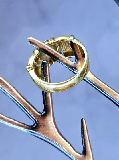 Solid 14k Yellow Gold Jewellery Set of Diamond Ring and Earrings Omega Clasp Mat