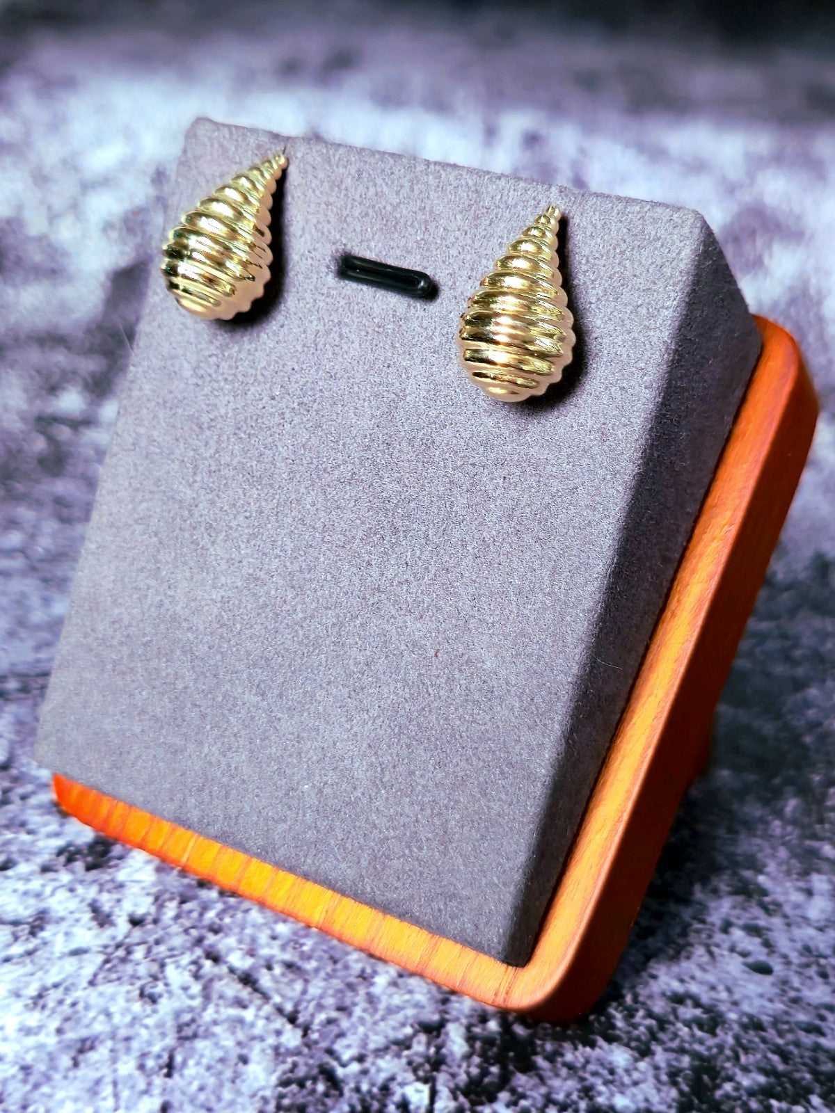 New 9k Yellow Gold Fashion Waterdrop Stud Drop Earrings Pattern Bottega Chunky