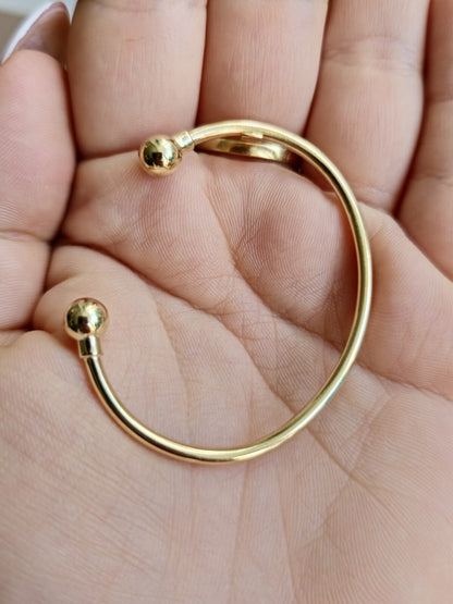 New 9k Yellow Gold TORQUE BANGLE Kids Baby TORQ BALL Open Split BRACELET Small