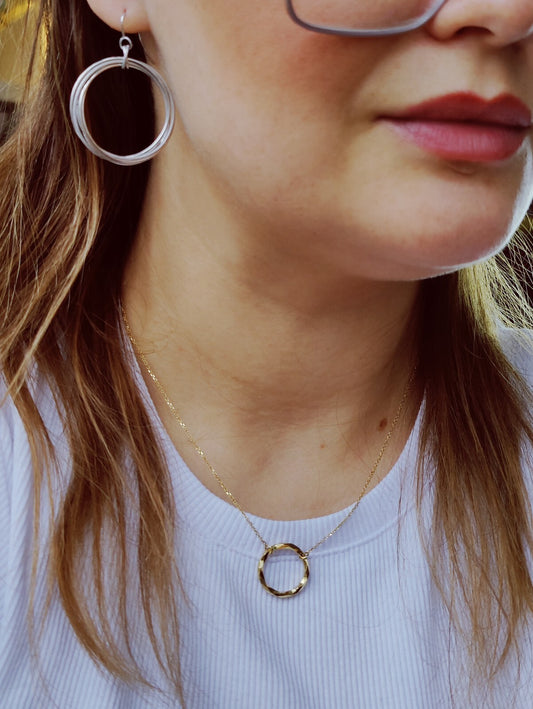 NEW 9ct White Gold Solid Drop Dangling Earrings Circles Hallmarked Hook