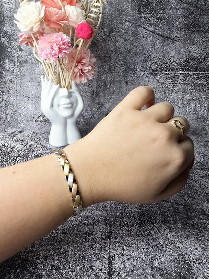 New 9ct Multicolour Gold Braided Chunky Bracelet X Shaped Brushed Matt 7'' long