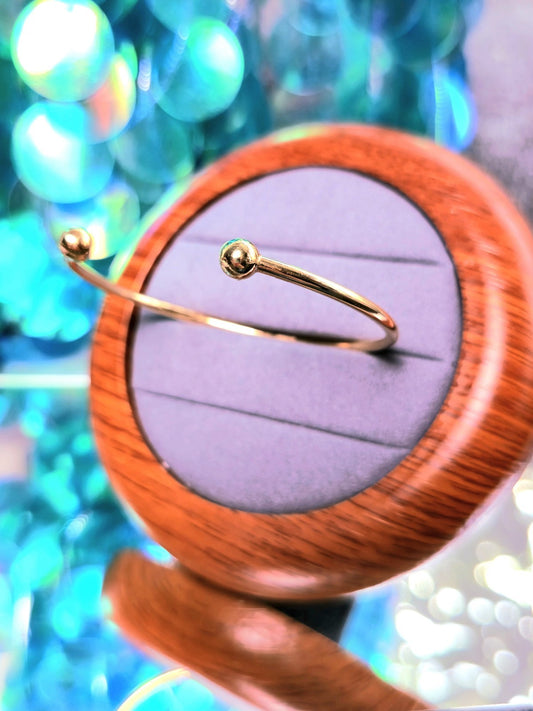 Solid 9ct Yellow Gold TORQUE BANGLE BALL Open Split BRACELET Bottom Hallmaked