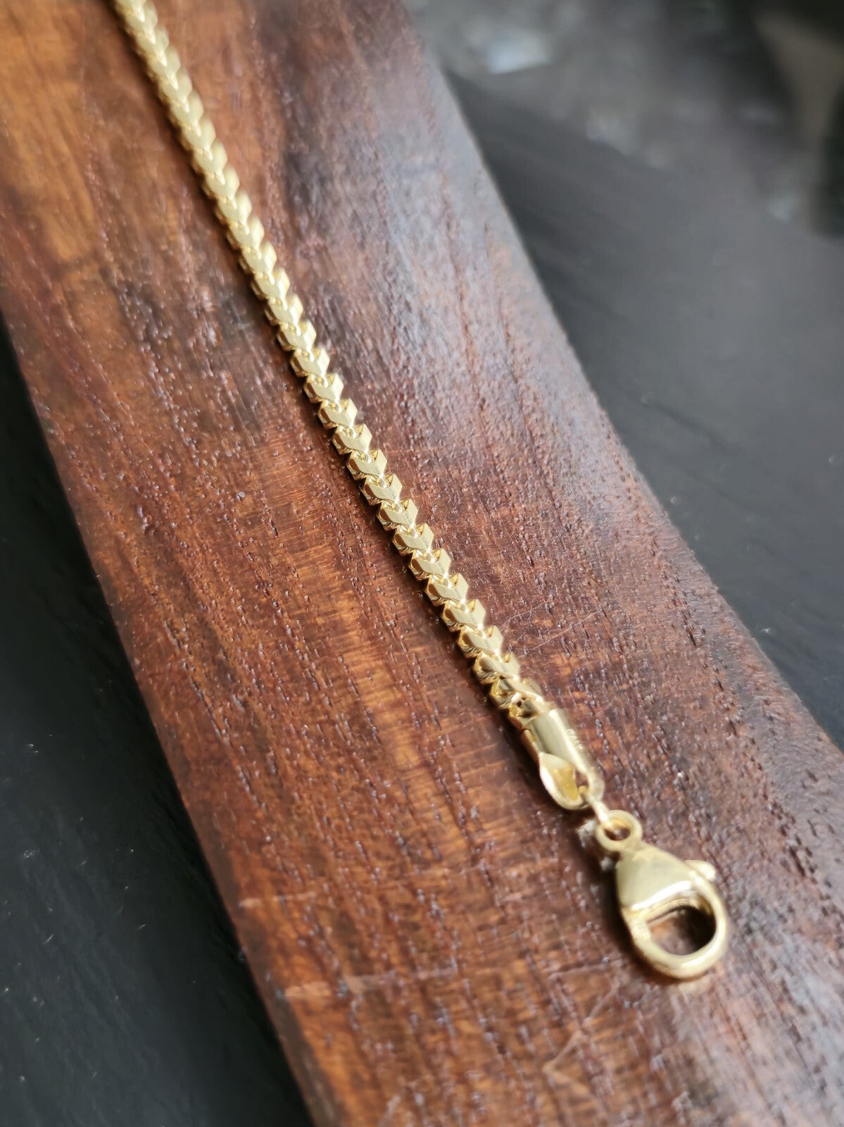 Solid 9ct Yellow Gold Franco Bracelet Cube 3D Thick Chain 9grams hallmarked