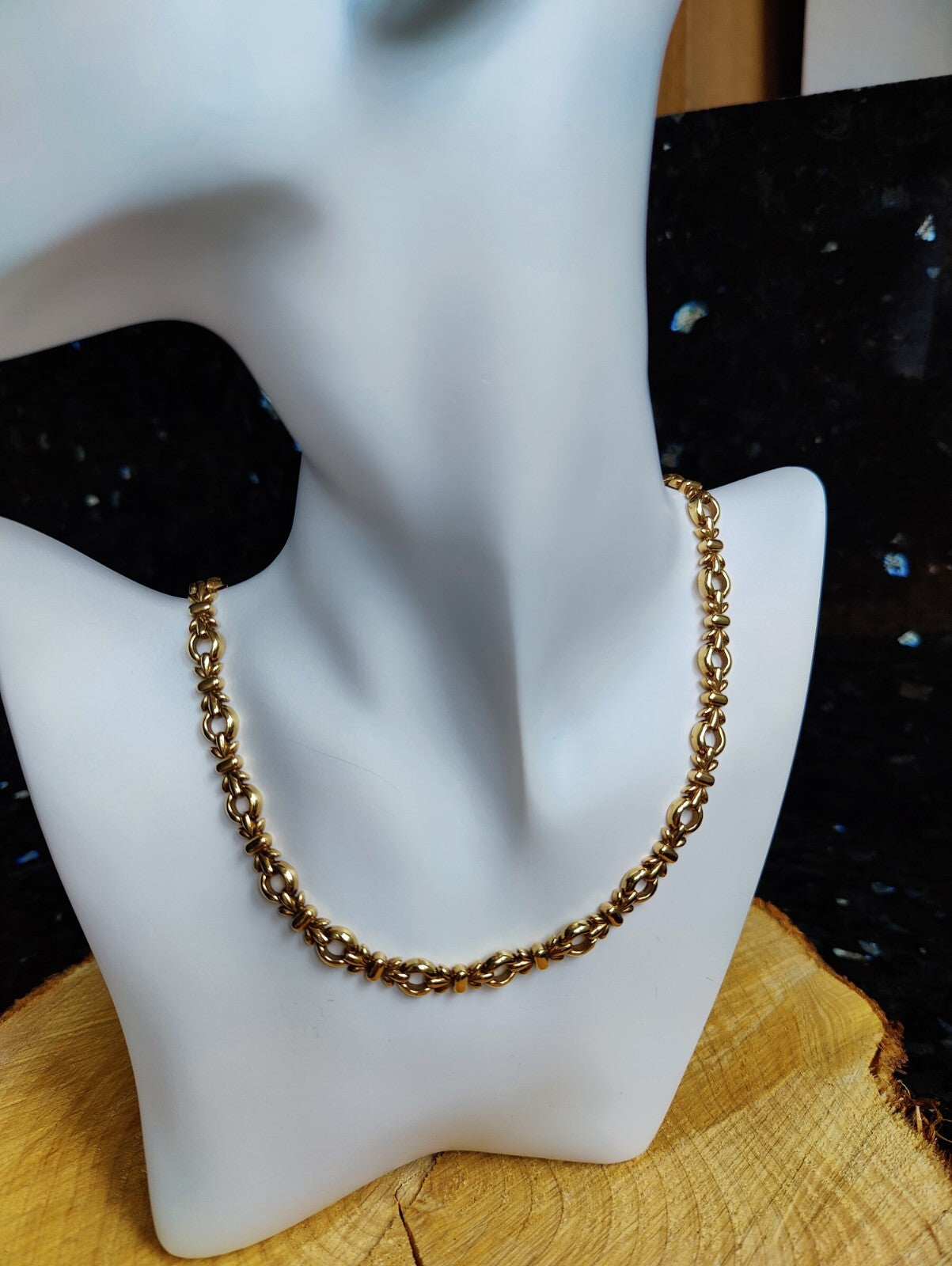 Vintage 9ct Solid Yellow Gold Chain/Necklace Fancy 17-18" Hallmarked 24grams 