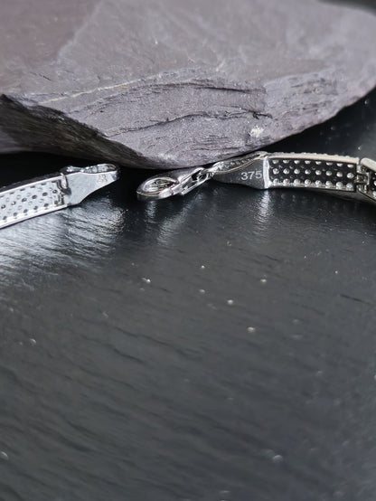 New Iced/Loaded Solid 9ct White Gold BRACELET 7.5inch C/Z Pave Hallmarked