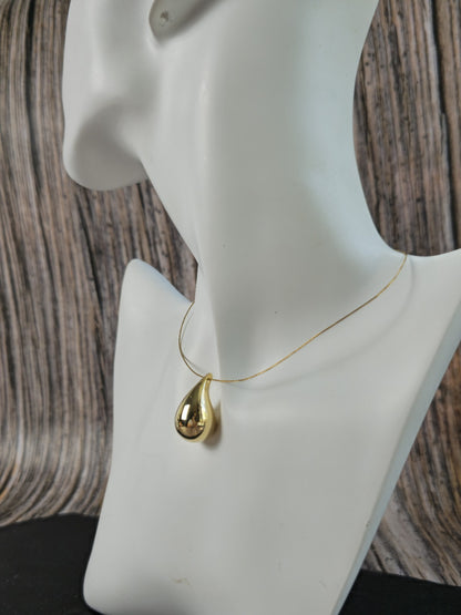 New 9k Yellow Gold Pendant Bottega Fashion Popped Teardrop with Hole Pear Shape