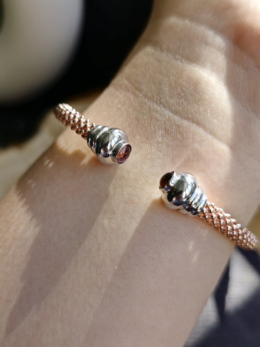 New 9k Rose/Red/Pink Gold TORQUE BANGLE TORQ BALL Open Split BRACELET Hallmarked