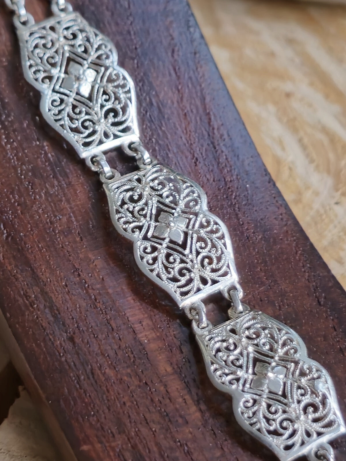 925 Sterling Silver Fancy Decor Bracelet Wide 14mm 7inch/18cm Hallmarked