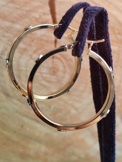NEW Gold Screw Hoop Earrings 3.8grams 9ct Yellow Gold 30mm Hallmarked New 